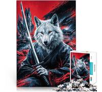 Rompecabezas para Adultos 1000 Piezas Samurái Lobo japonés Hecho de Madera para y a Partir de 14 años Juegos educativos Regalos de Amigo Secreto tamaño：50x75cm