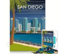 Rompecabezas para Adultos,1000 Piezas,San Diego,California,Corte Suave,Arte,Juego Creativo para el Cerebro,diversión para el Tiempo Libre, Tranquilo (38x52cm)