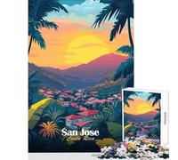 Rompecabezas para Adultos 1000 Piezas San José Costa Rica Atardecer Decoración del hogar Juguetes Gran Regalo Juego Familiar Mejorar el Amor Entre Parejas Tamaño 38x52cm