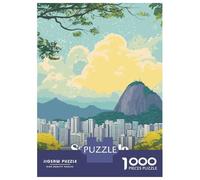 Rompecabezas para Adultos 1000 Piezas Sao Paulo, Brazil Cityscape Illustration Rompecabezas para Adultos Juego Práctico Difícil Difícil Diversión En Casa Actividades, 38x26cm/1000pcs
