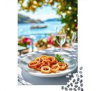 Rompecabezas para Adultos 1000 Piezas Seafood Pasta with Wine by The Sea Rompecabezas para Adultos Juegos Divertidos Decoración del Hogar Actividades Divertidas En Casa 70x50cm/1000pcs