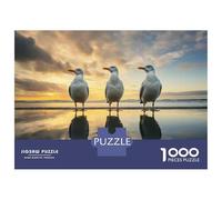 Rompecabezas para Adultos 1000 Piezas Seagulls on The Beach at Sunset Rompecabezas para Adultos Juegos Divertidos Desafío Difícil Diversión En Casa Actividades, 38x26cm/1000pcs
