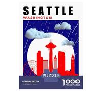 Rompecabezas Para Adultos 1000 Piezas Seattle Washington Mid Century Modern Travel Poster Rompecabezas Para Adultos Juegos Relajantes Que Mejoran La Memoria Regalos Y Cumpleaños Únicos 38x26cm/1000pcs