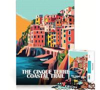 Rompecabezas para Adultos,1000 Piezas,Sendero costero de Cinque Terre,Italia,Póster,Arte de Corte Suave,Juego Creativo para el Cerebro,Diversión para el Tiempo Libre,Regalo Tranquilo de Navidad
