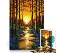 Rompecabezas para Adultos 1000 Piezas Sendero del Bosque otoñal al Atardecer Corte Juguete Divertido para ejercitar la Mente Juego Tranquilo Divertido Regalo de cumpleaños (50x75cm)