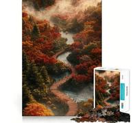 Rompecabezas para Adultos,1000 Piezas,Sendero del Bosque otoñal,Corte, Juguete Divertido para ejercitar la Mente,Juego Tranquilo,Divertido Regalo de cumpleaños (50x75cm)