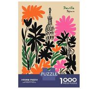 Rompecabezas para Adultos 1000 Piezas Seville Spain Floral Illustration Rompecabezas para Adultos Juegos Familiares Carrera De Velocidad Manual Cumpleaños 70x50cm/1000pcs