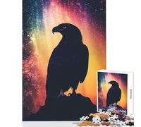 Rompecabezas para Adultos 1000 Piezas Silueta de águila contra la Galaxia Juguete para decoración de Pared Regalo de cumpleaños Juego Familiar Adecuado para decoración de Escritorio tamaño 38x52cm