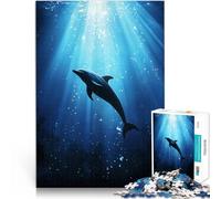 Rompecabezas para Adultos 1000 Piezas Silueta de delfín bajo el Agua Diversión Familiar Cada Pieza es única: un desafiante y Divertido Juego Familiar 38x26cm