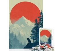 Rompecabezas para Adultos 1000 Piezas Silueta de Lobo Paisaje de montaña Juguete artístico decoración de Pared Regalo Divertido Juego Educativo Adecuado para decoración de Escritorio tamaño 38x52cm