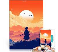 Rompecabezas para Adultos 1000 Piezas Silueta samurái al Atardecer Entrena tu Cerebro y Tus Manos Decoración del hogar 50x70cm