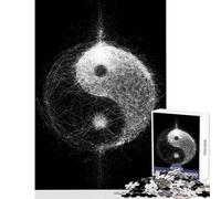 Rompecabezas para Adultos 1000 Piezas símbolo Abstracto del Yin Yang Juguete Educativo Regalo de cumpleaños Juego práctico con póster a Juego y Hoja de Trivia tamaño 50x75cm