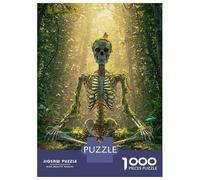 Rompecabezas para Adultos 1000 Piezas Skeleton Meditating in Forest Rompecabezas Juegos Relajantes Corte De Precisión Cumpleaños Y Navidad 38x26cm/1000pcs
