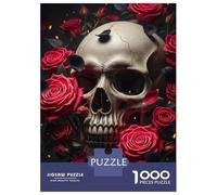 Rompecabezas para Adultos 1000 Piezas Skull and Roses Dark Beauty Rompecabezas Juegos para Relajarse Vacaciones En Casa Matar El Tiempo Actividades Divertidas En Casa 52x38cm/1000pcs