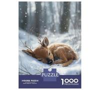 Rompecabezas para Adultos 1000 Piezas Sleeping Reindeer Fawn in Winter Rompecabezas Juegos Divertidos Vacaciones En Casa Matar El Tiempo Oferta como Regalos para Toda La Familia 52x38cm/1000pcs