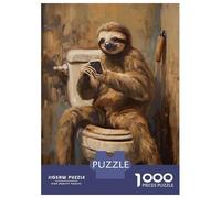 Rompecabezas para Adultos 1000 Piezas Sloth Bath Room Phone Text Rompecabezas para Adultos Juegos Relajantes Regalos para Mujeres Juegos Desafiantes Regalos 52x38cm/1000pcs