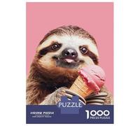 Rompecabezas para Adultos 1000 Piezas Sloth Eating Ice Cream Rompecabezas Juguete Decoración De Pared Vacaciones En Casa Matar El Tiempo Juego Desafiante Regalos 52x38cm/1000pcs