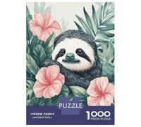 Rompecabezas para Adultos 1000 Piezas Sloth Tropical Floral Botanical Rompecabezas para Adultos Juego Familiar Análisis Y Lógica Actividades Divertidas En Casa, 38x26cm/1000pcs