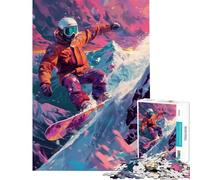 Rompecabezas para Adultos 1000 Piezas Snowboarder fotorrealista Actividades Divertidas en casa Mejora la Memoria Juego práctico para Mayores de 14 años 38x26cm
