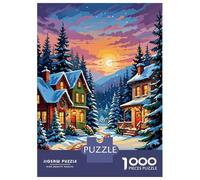 Rompecabezas para Adultos 1000 Piezas Snowy Christmas Village Rompecabezas Juegos Relajantes Corte De Precisión Cumpleaños Y Navidad 70x50cm/1000pcs
