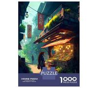 Rompecabezas para Adultos 1000 Piezas Solarpunk Street Market Rompecabezas para Adultos Juegos Familiares Carrera De Velocidad Manual Cumpleaños 38x26cm/1000pcs