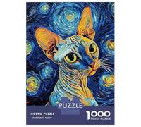 Rompecabezas para Adultos 1000 Piezas Sphynx Cat Starry Night Rompecabezas Juegos Relajantes Corte De Precisión Cumpleaños Y Navidad 70x50cm/1000pcs