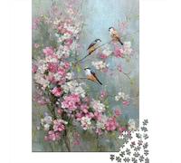 Rompecabezas para Adultos 1000 Piezas Spring Blossom Birds Painting Rompecabezas para Adolescentes Juego De Ingenio Mejora La Memoria Actividades Divertidas En Casa 38x26cm/1000pcs