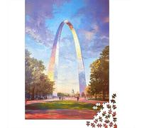 Rompecabezas para Adultos 1000 Piezas St. Louis Gateway Arch Painting Rompecabezas para Adultos Juguetes DIY Análisis Y Lógica Diversión En Casa Actividades, 38x26cm/1000pcs
