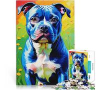 Rompecabezas para Adultos 1000 Piezas Staffordshire Bull Terrier Desafío difícil para aliviar el estrés Regalo de cumpleaños 52x38cm