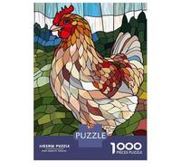Rompecabezas para Adultos 1000 Piezas Stained Glass Chicken in A Field Rompecabezas para Adultos Juego Práctico Decoración Actividades Divertidas En Casa 70x50cm/1000pcs