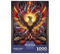 Rompecabezas para Adultos 1000 Piezas Stained Glass Phoenix Rompecabezas para Adultos Juegos Divertidos Decoración del Hogar Actividades Divertidas En Casa 38x26cm/1000pcs