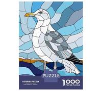 Rompecabezas para Adultos 1000 Piezas Stained Glass Seagull by The Sea Rompecabezas Juegos Divertidos Vacaciones En Casa Matar El Tiempo Oferta como Regalos para Toda La Familia 38x26cm/1000pcs