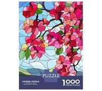 Rompecabezas para Adultos 1000 Piezas Stained Glass Spring Blossoms Rompecabezas para Adultos Juegos Divertidos Desafío Difícil Diversión En Casa Actividades, 38x26cm/1000pcs