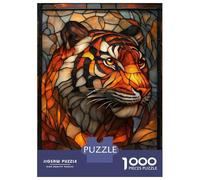Rompecabezas para Adultos 1000 Piezas Stained Glass Tiger Artwork Rompecabezas para Adultos Juegos De Relajación Análisis Y Lógica Oferta como Regalos para Toda La Familia 52x38cm/1000pcs
