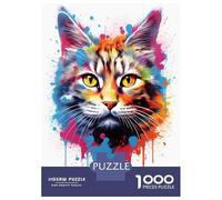Rompecabezas para Adultos 1000 Piezas Staring Cat in Colors Rompecabezas para Adultos Juegos Relajantes Regalos para Mujeres Juegos Desafiantes Regalos 38x26cm/1000pcs