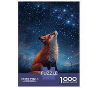 Rompecabezas para Adultos 1000 Piezas Starry-Eyed Fox Under The Night Sky Rompecabezas Juguete Decoración De Pared Vacaciones En Casa Matar El Tiempo Juego Desafiante Regalos 70x50cm/1000pcs
