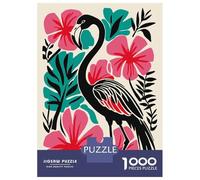 Rompecabezas para Adultos 1000 Piezas Stylized Flamingo with Tropical Floral Background Rompecabezas para Adolescentes Juegos Relajantes Análisis Y Lógica Cumpleaños Y Navidad 52x38c