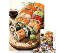 Rompecabezas para Adultos 1000 Piezas Surtido de Rollos de Sushi sobre Tabla de Madera Juguete para decoración de Pared Regalo de Amigo Secreto para Juego Educativo Ayuda a ejercitar el Cerebro