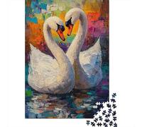 Rompecabezas para Adultos 1000 Piezas Swan Love Heart Painting-1 Rompecabezas para Adultos Juegos Relajantes Que Mejoran La Memoria Regalos Y Cumpleaños Únicos 52x38cm/1000pcs
