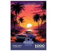 Rompecabezas para Adultos 1000 Piezas Synthwave Retro Car Sunset Rompecabezas para Adultos Juegos De Relajación Carrera De Velocidad De Manos Juego Desafiante Regalos 38x26cm/1000pcs