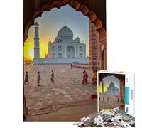 Rompecabezas para Adultos 1000 Piezas Taj Mahal Vista al Atardecer Rompecabezas de 1000 Piezas Juguetes de decoración para el hogar Arte de Pared cumpleaños (50x75cm)