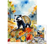 Rompecabezas para Adultos 1000 Piezas Tejón en el Bosque otoñal Juguete Educativo Regalo de cumpleaños Juego práctico colección de Artistas Bellas Artes tamaño 50x75cm