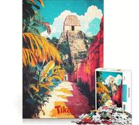 Rompecabezas para Adultos 1000 Piezas Templo de Tikal Guatemala decoración de Pared decoración para el hogar con Piezas de Formas aleatorias Que encajan Perfectamente 38x52cm