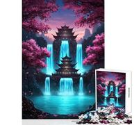 Rompecabezas para Adultos 1000 Piezas Templo japonés con cascadas decoración del hogar Juguetes Regalos de cumpleaños Juego Educativo colección de Artistas Bellas Artes tamaño 38x52cm