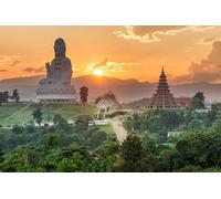 Rompecabezas para adultos, 1000 piezas, templo Wat Huai Pla Kung al atardecer, Chiang Rai, Tailandia, Asia, fotografía, familia, divertido, desafiante, rompecabezas navideño, regalo