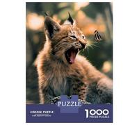 Rompecabezas para Adultos 1000 Piezas The Lynx Cub and Butterfly Rompecabezas para Adultos Juegos Relajantes Regalos para Mujeres Juegos Desafiantes Regalos 52x38cm/1000pcs