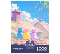 Rompecabezas para Adultos 1000 Piezas Three Cats on A Roof Rompecabezas para Adultos Juegos Relajantes Regalos para Mujeres Juegos Desafiantes Regalos 52x38cm/1000pcs