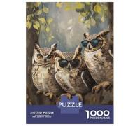 Rompecabezas para Adultos 1000 Piezas Three Cool Sunglasses Owls Rompecabezas para Adultos Juguete Decoración De Pared Patrón De Ensamblaje Actividades Divertidas En Casa 52x38cm/1000pcs
