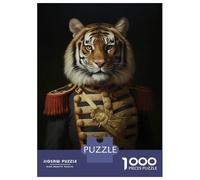 Rompecabezas para Adultos 1000 Piezas Tiger Animal Dressed King Rompecabezas para Adolescentes Juego De Ingenio Mejora La Memoria Actividades Divertidas En Casa 70x50cm/1000pcs