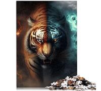 Rompecabezas para adultos 1000 piezas Tiger Fire Difícil y Desafío 19.7" x 29.5" Adecuado para decoración de oficina para adolescentes de 14 años y mayores